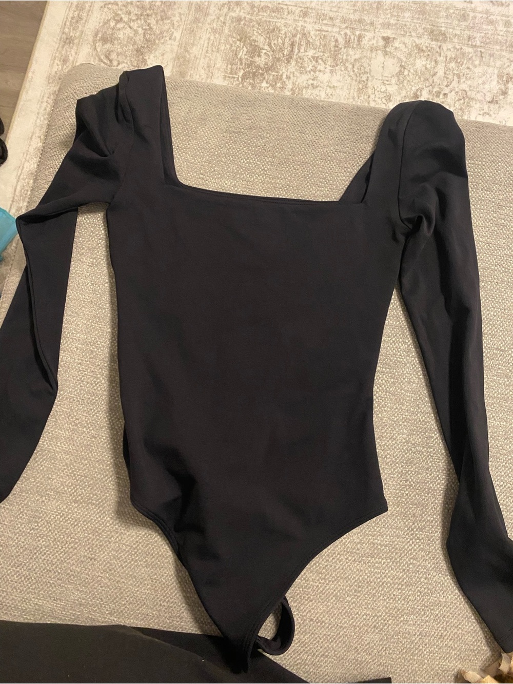 Aritzia Babaton long Sleeve Square Neck One-Piece Bodysuit